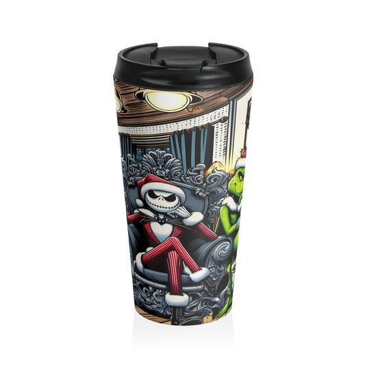 Jack Skellington and Grinch Mashup Travel Mug