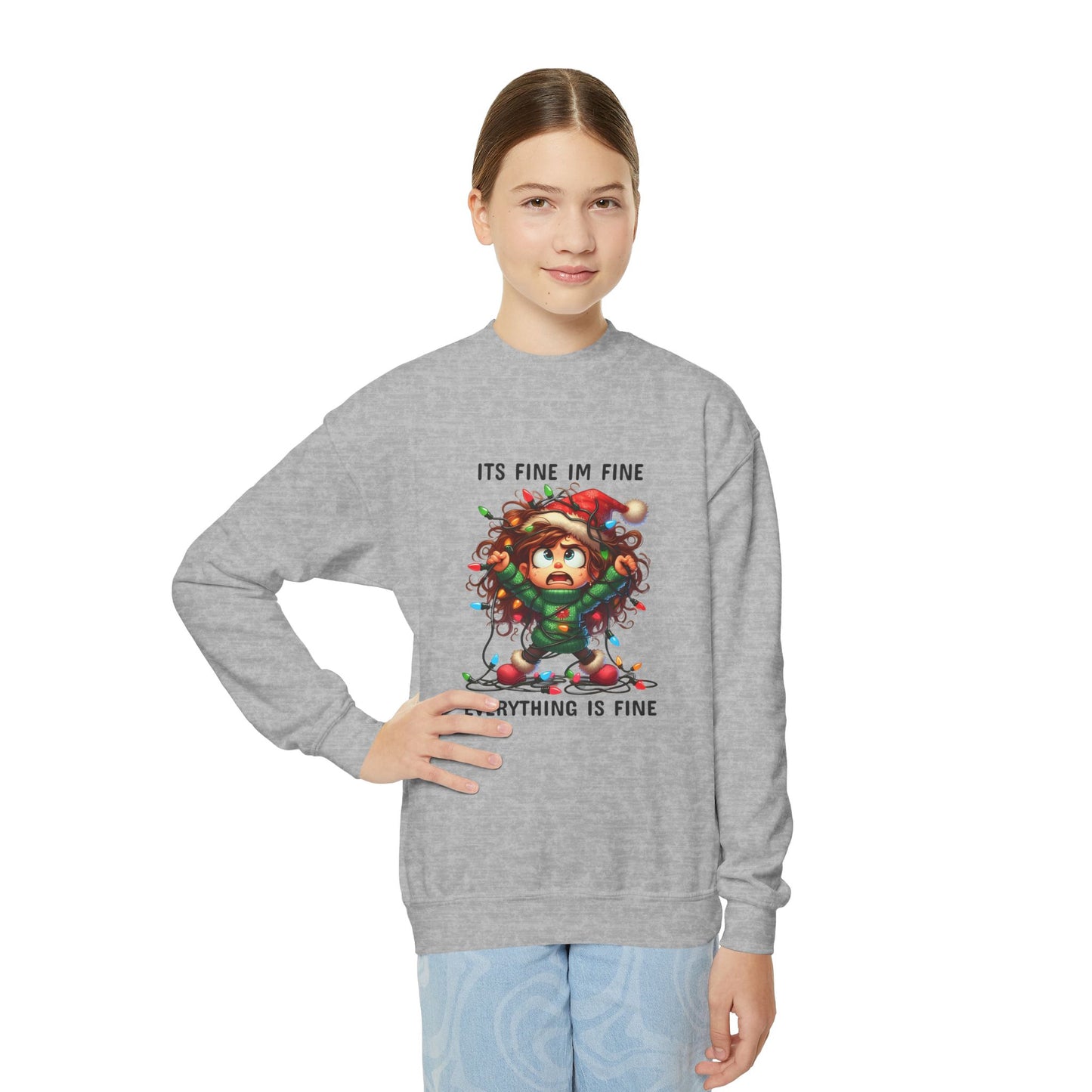 Christmas Youth Crewneck Sweatshirt - 'Everything is Fine'