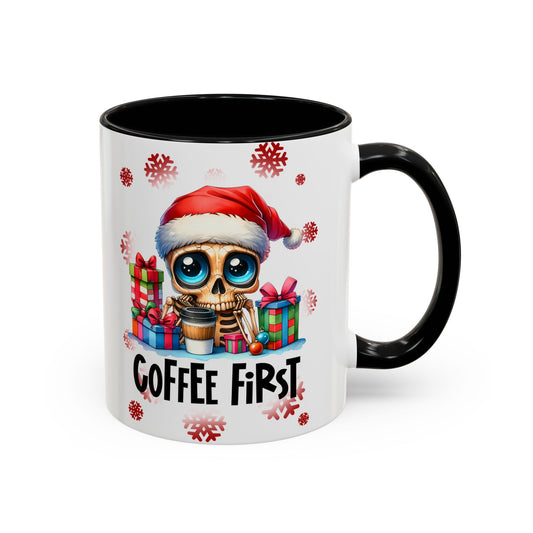 Coffee Mug - Coffee First Skelton Christmas Mug 11oz and 15oz