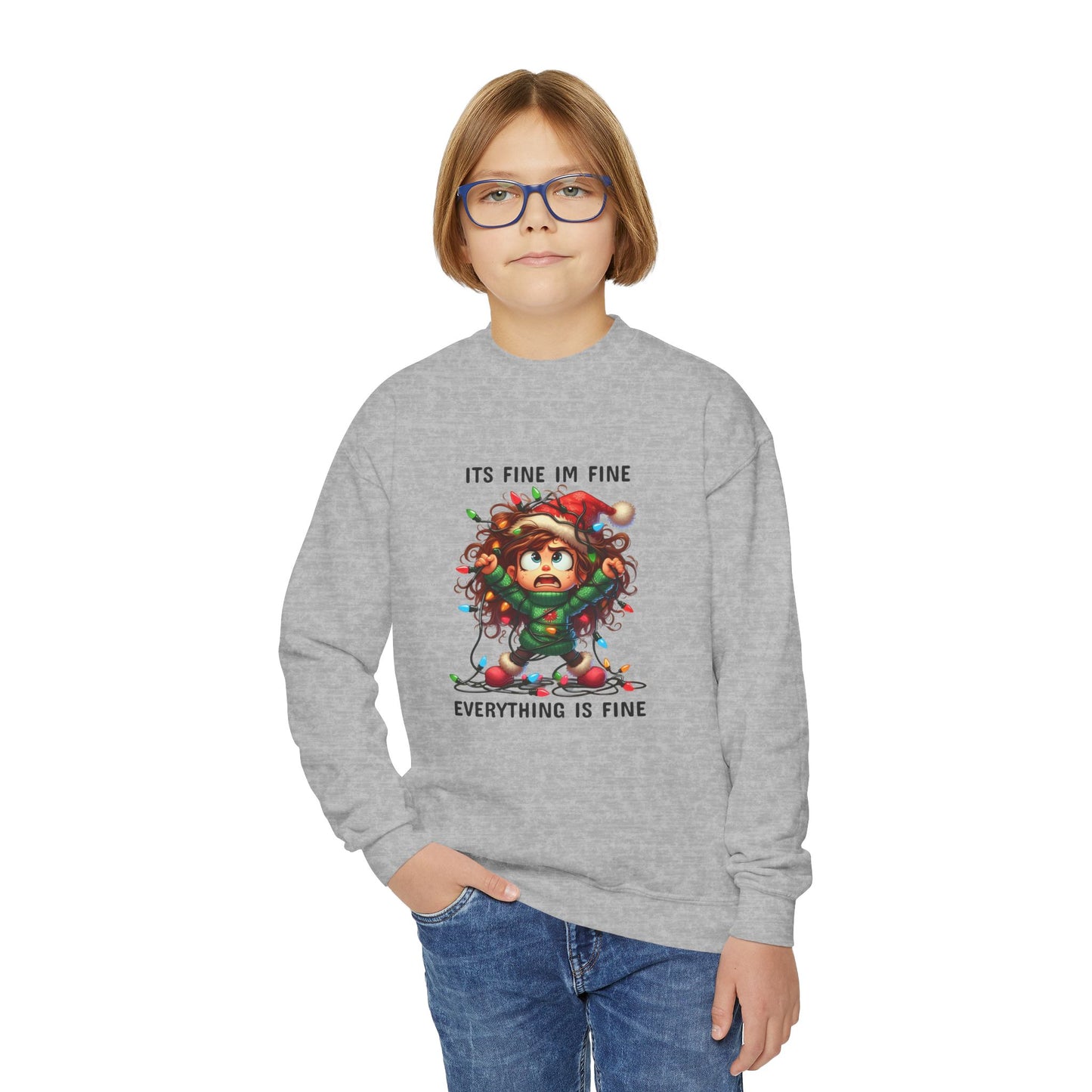 Christmas Youth Crewneck Sweatshirt - 'Everything is Fine'