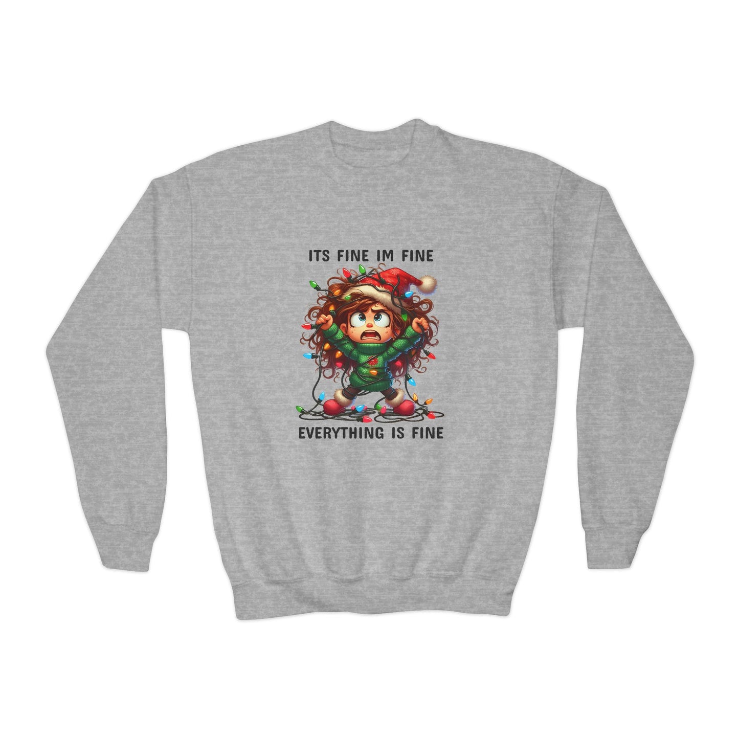 Christmas Youth Crewneck Sweatshirt - 'Everything is Fine'