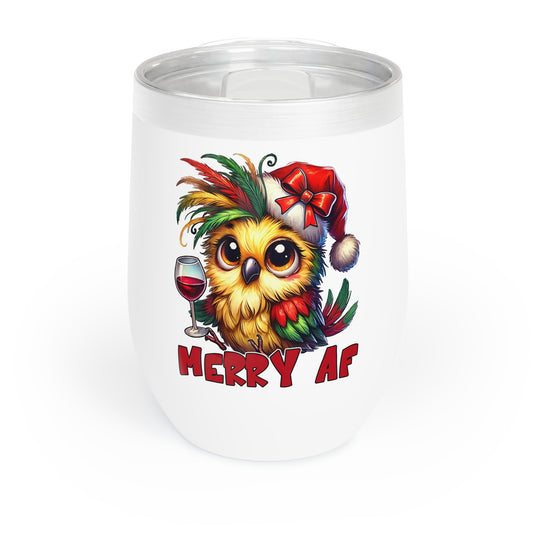 Christmas Wine Tumbler " Merry AF "