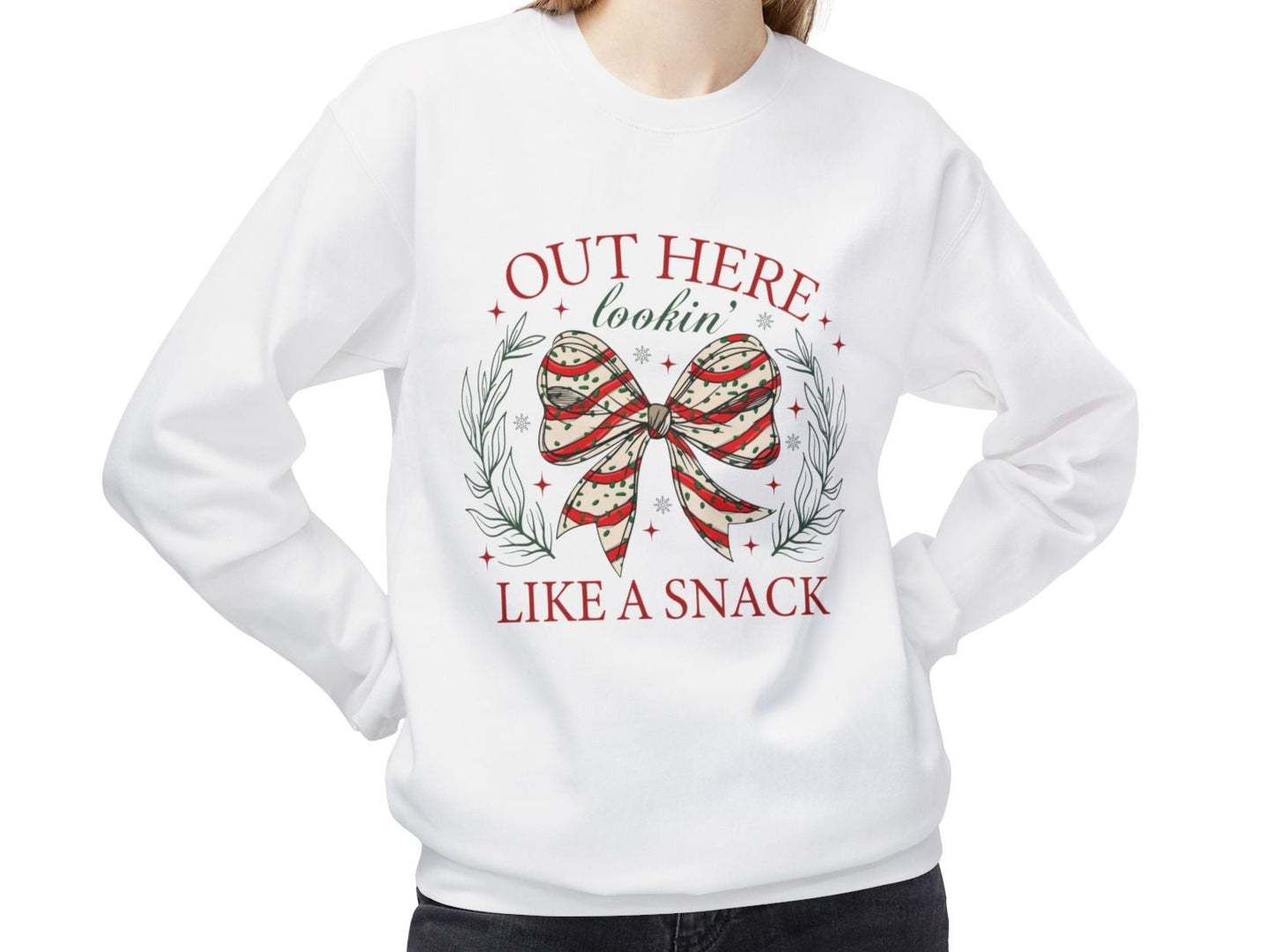 Christmas Candy Cane Bow Sweatshirt " Out Here Looking Like a Snack