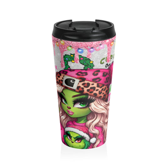 Christmas Stainless Steel Travel Mug - Female Grinch Design