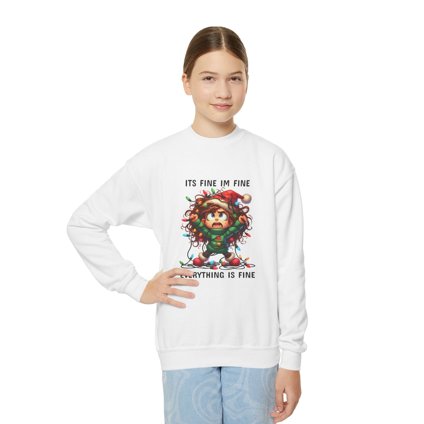 Christmas Youth Crewneck Sweatshirt - 'Everything is Fine'