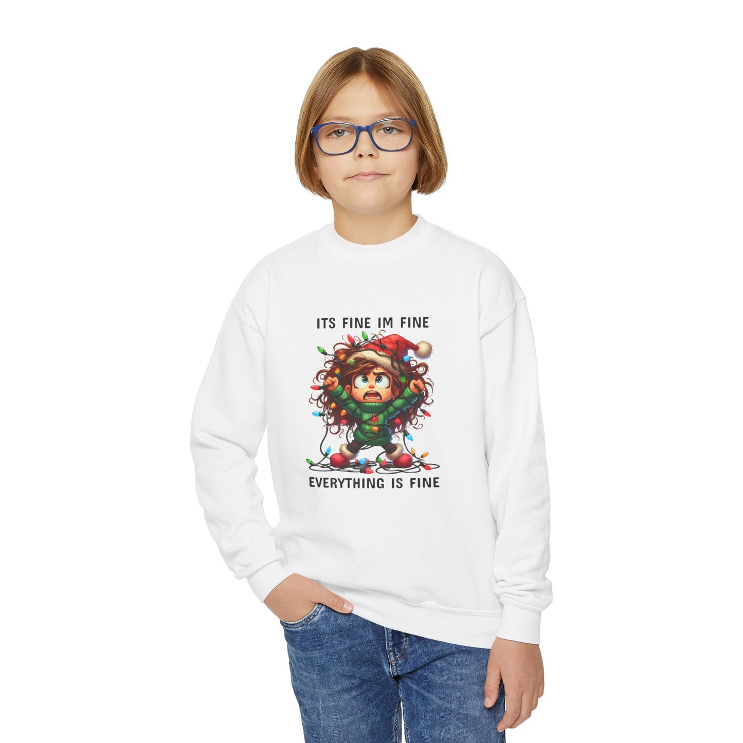 Christmas Youth Crewneck Sweatshirt - 'Everything is Fine'