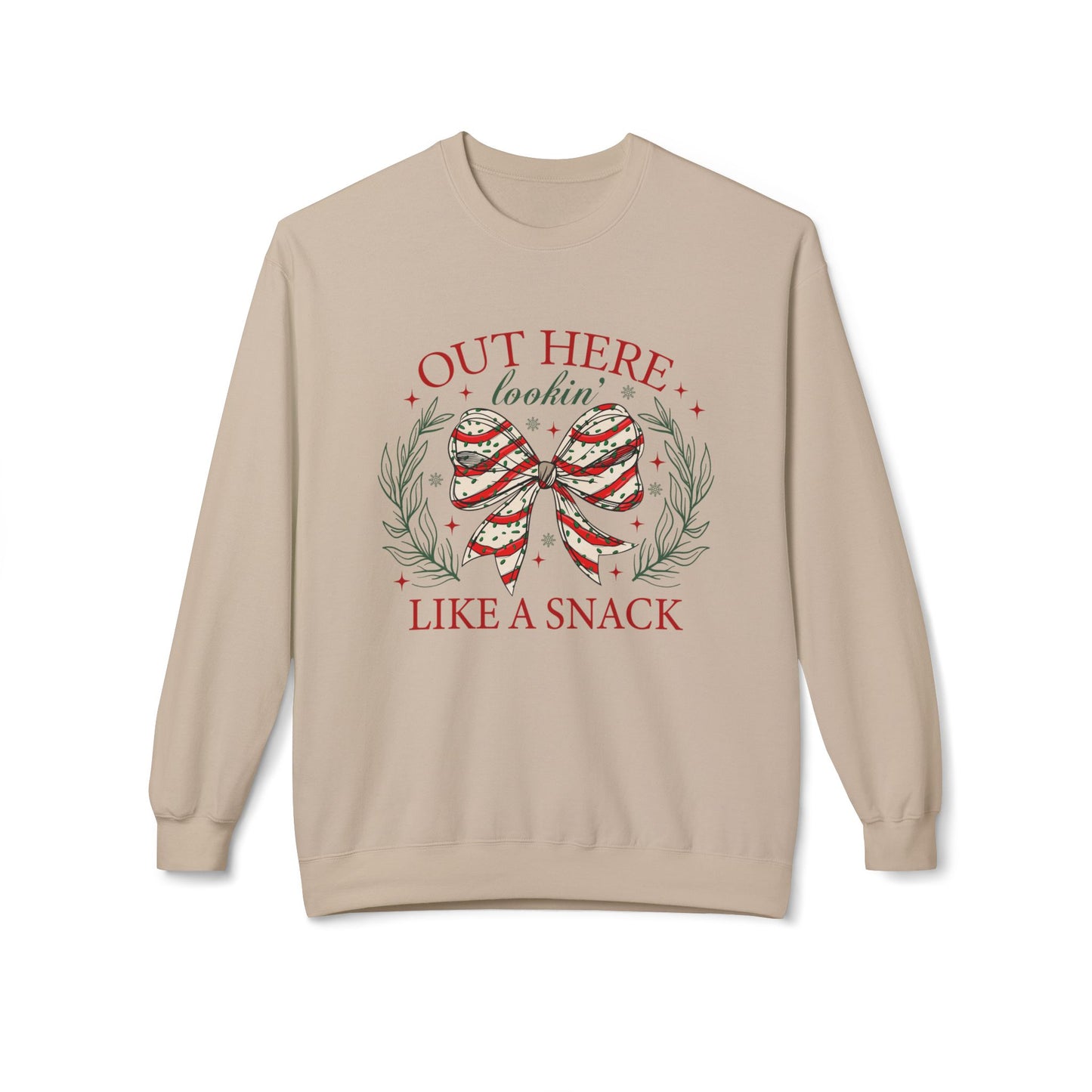 Christmas Candy Cane Bow Sweatshirt " Out Here Looking Like a Snack