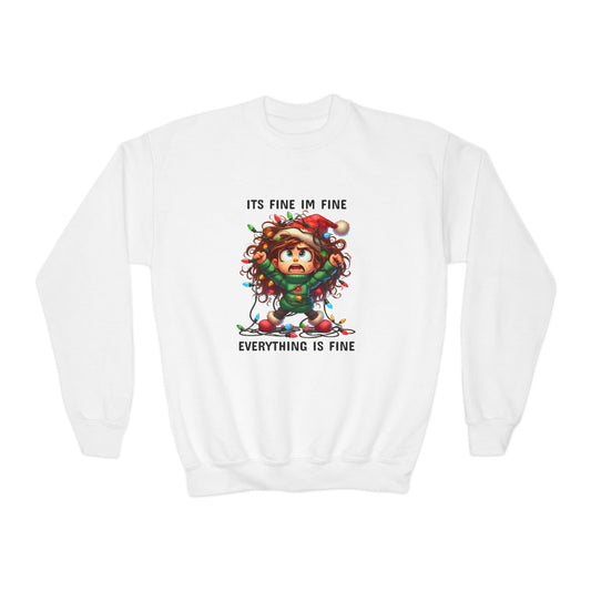 Christmas Youth Crewneck Sweatshirt - 'Everything is Fine'